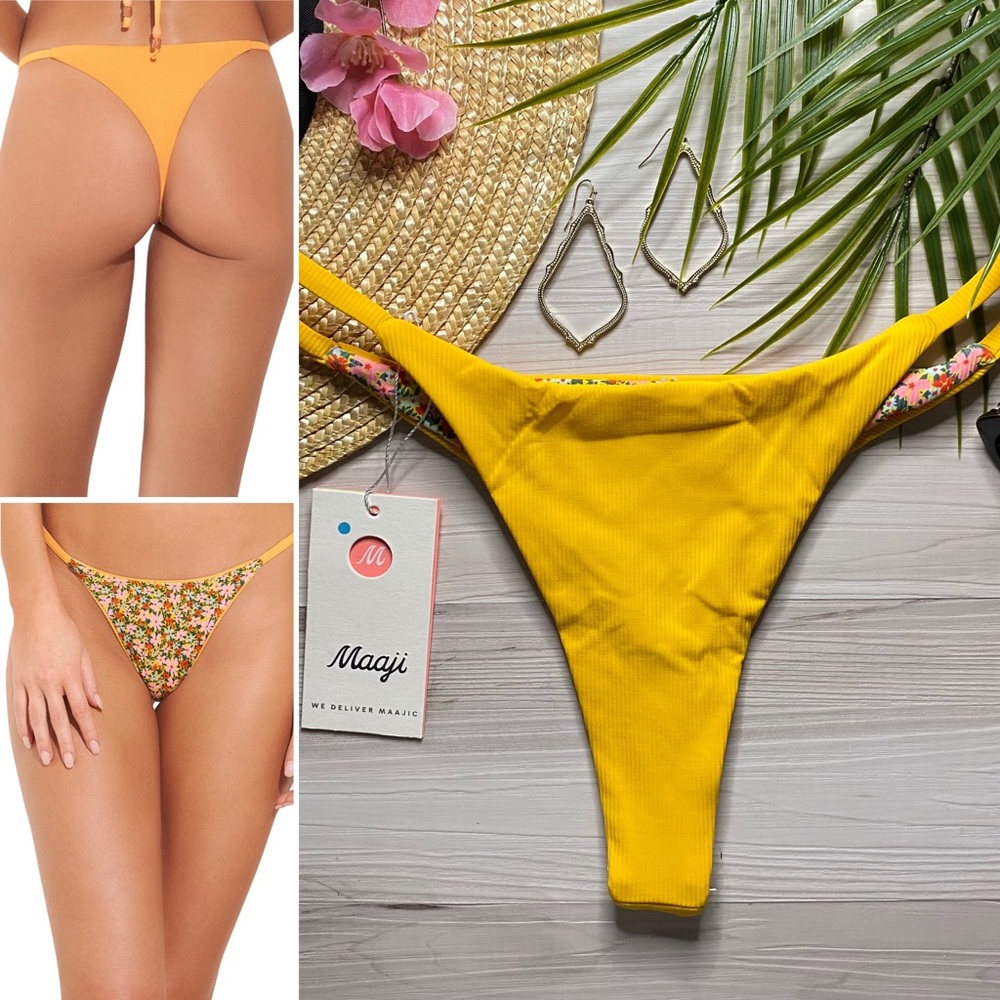 Maaji • Micro Mini Reversible Floral Bikini Bottom 👙🏝️
